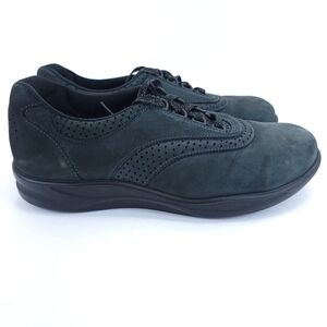 SAS Walk Easy Nero Black Nubuck Leather Women's Walking Shoes Size 10
